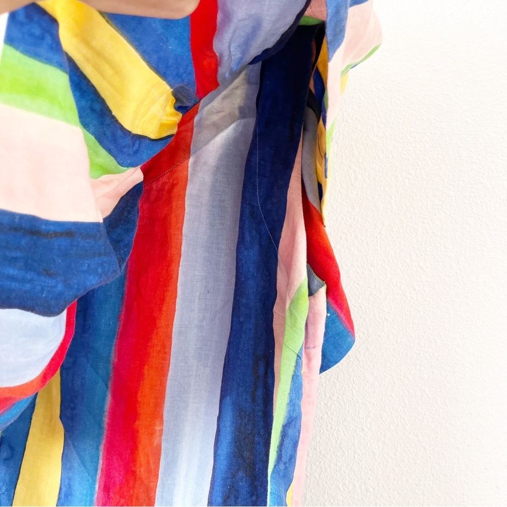Mara Hoffman Ray Rainbow Stripe One-Shoulder Linen Midi Dress - Picture 5 of 9